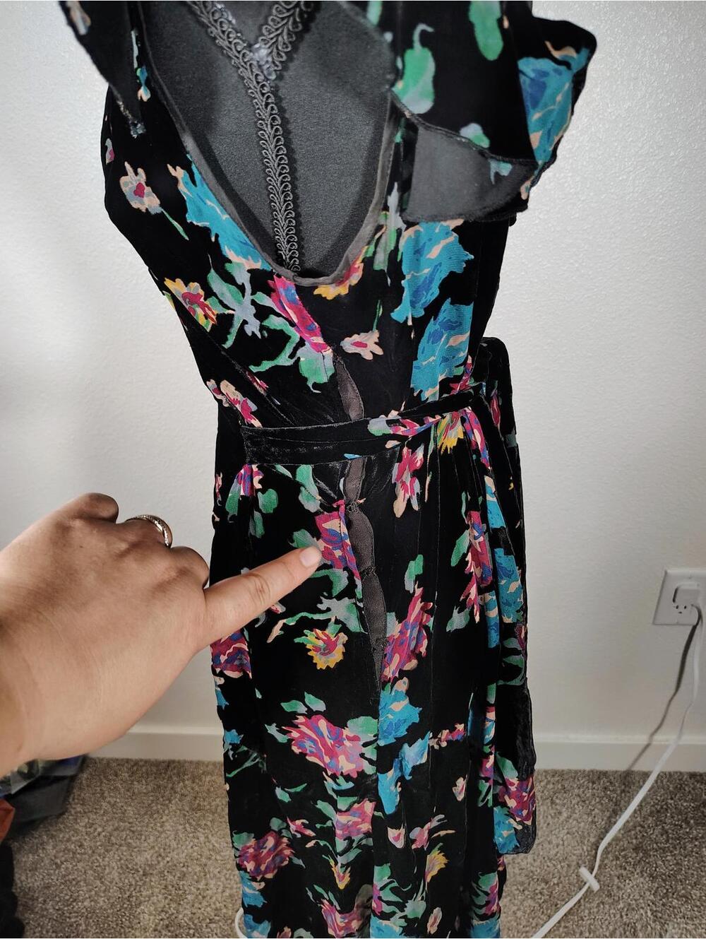 4 Love Liberty Johnny Was Black Floral Silk Blend Mini Dress - Picture 8 of 9
